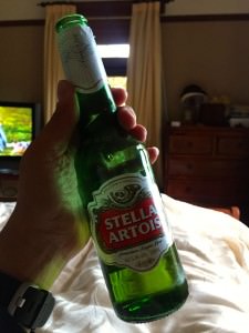 So tired from work that I ended up drinking in bed!
