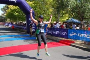 Jumping for joy at the finish